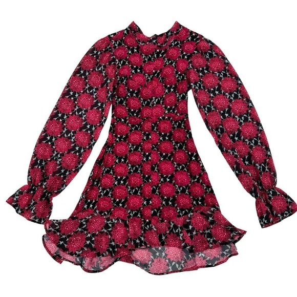 For Love and Lemons Long Sleeve red clover floral keyhole open back size small - Picture 1 of 13